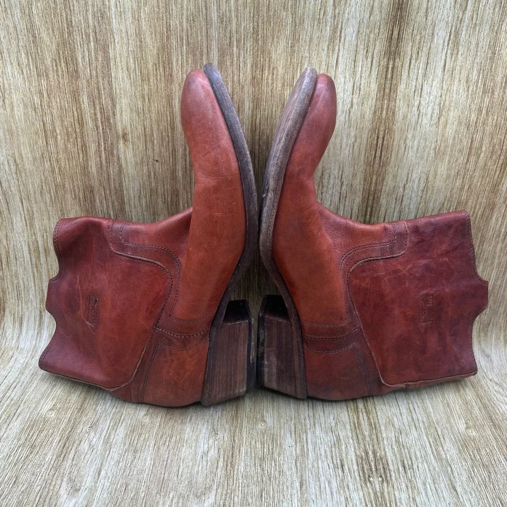 Frye Carson Tab Short Western Boots Women's Size 10 Cognac Brown Leather 76461
